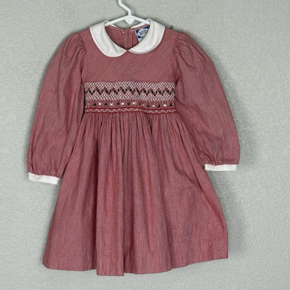 Vtg Carriage Boutiques Bishop Dress Smocked Embroidered Cottage Size 3T